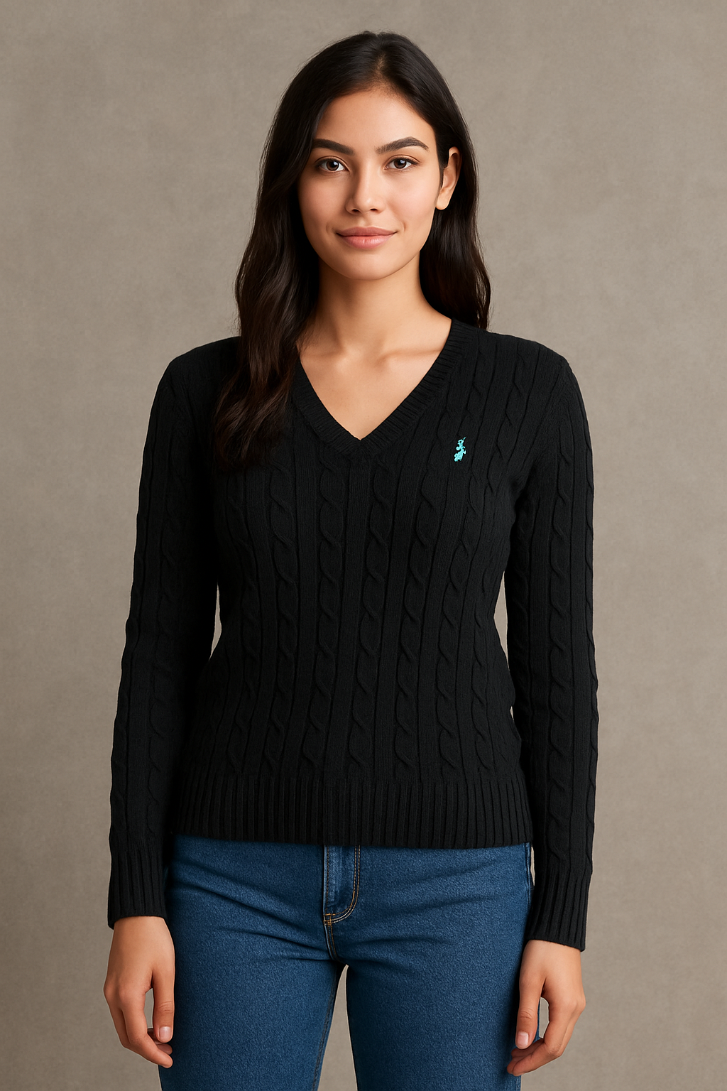 Pull à col V torsadée Ralph Lauren